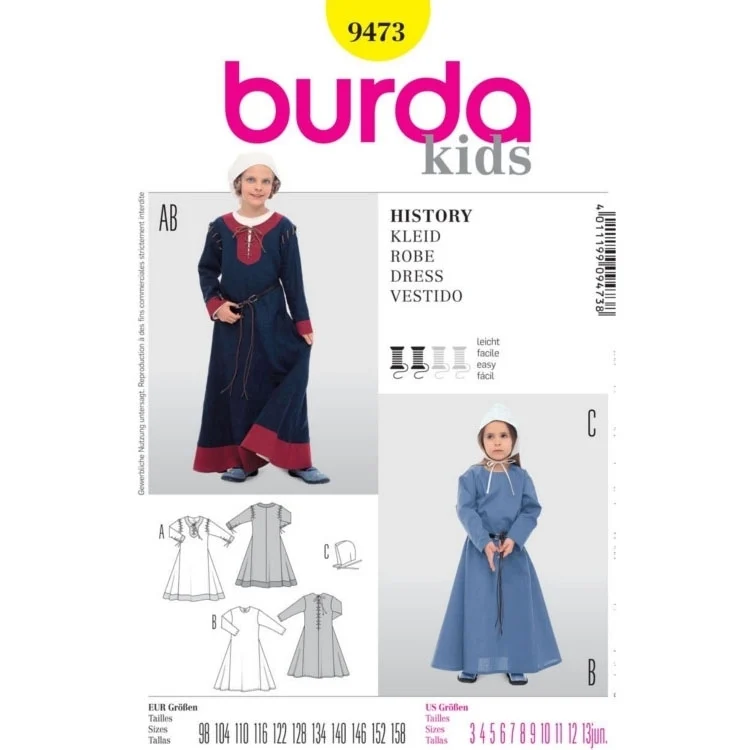 Schnittmuster Historisches Kinderkostüm, Burda 9473