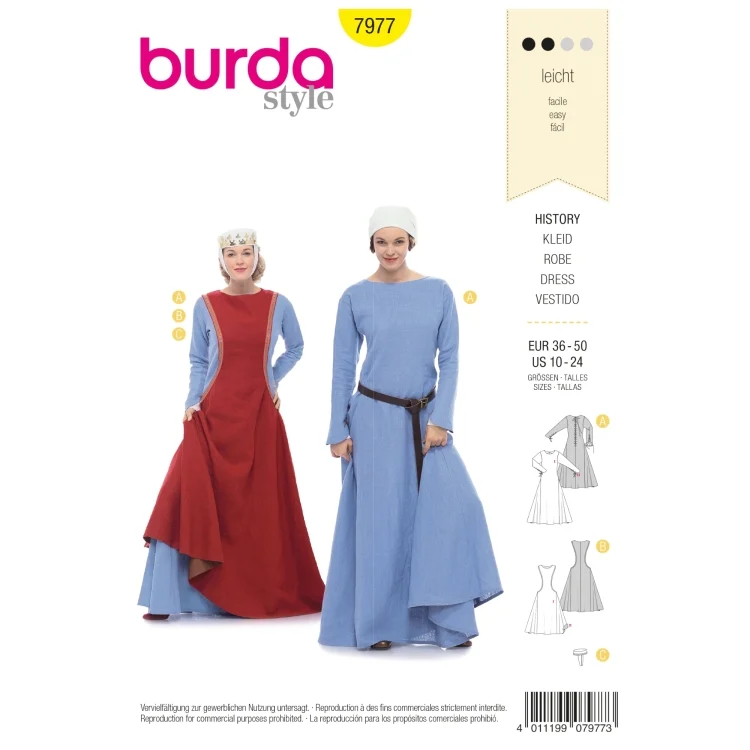 Schnittmuster Historisches Kleid, Burda 7977