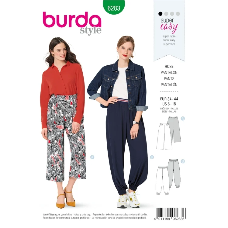 Schnittmuster Hose, Burda 6283