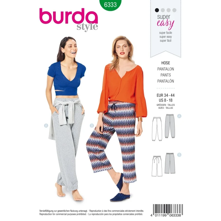 Schnittmuster Hose, Burda 6333