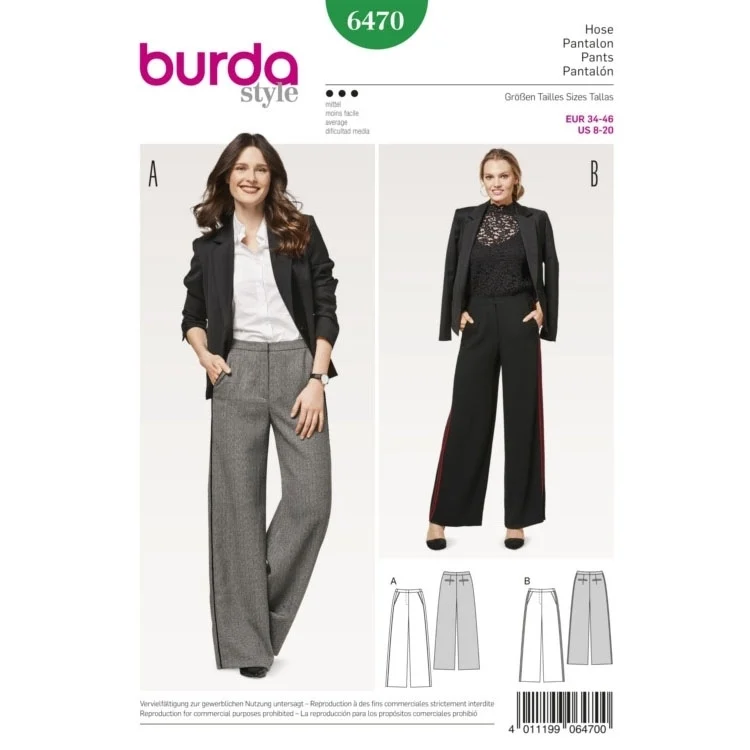 Schnittmuster Hose, Burda 6470