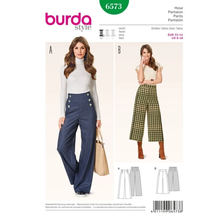 Schnittmuster Hose, Burda 6573