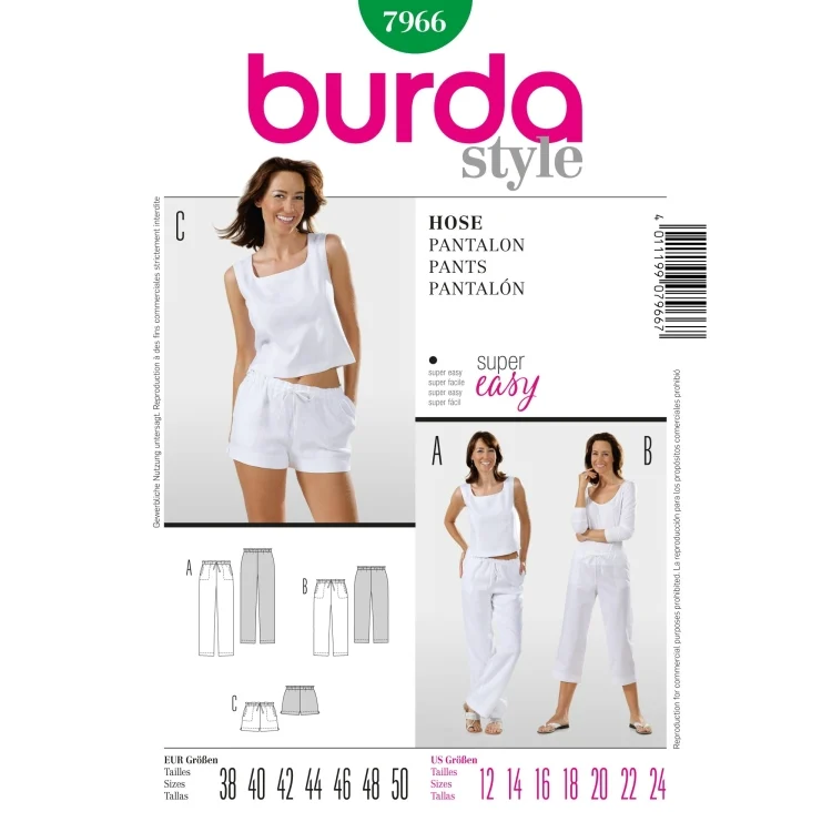 Schnittmuster Hose, Burda 7966
