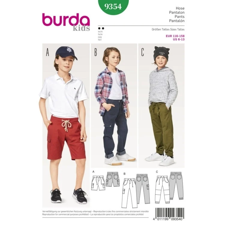 Schnittmuster Hose, Burda 9354
