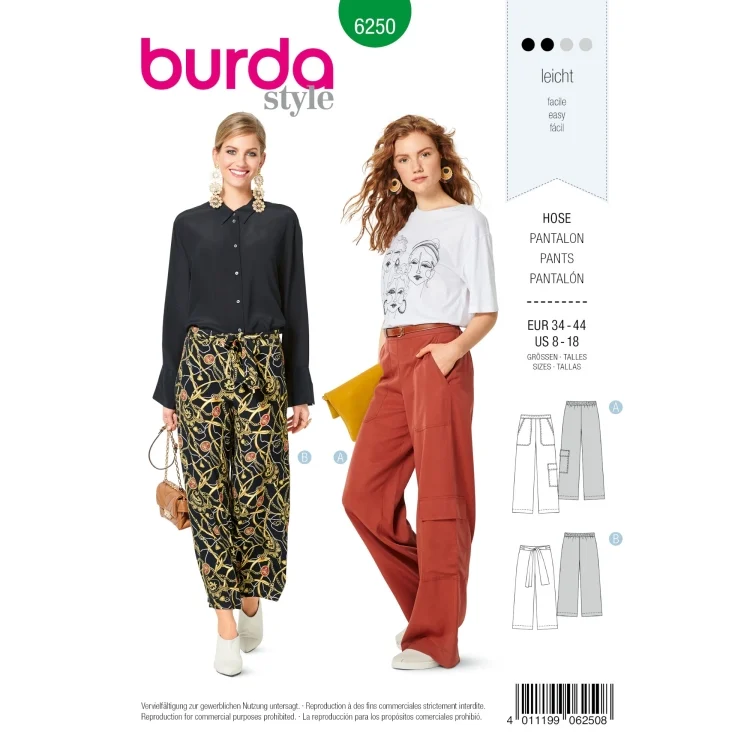 Schnittmuster Hosen, Burda 6250