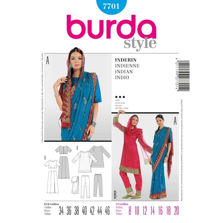 Schnittmuster indisches Kostüm, Burda 7701