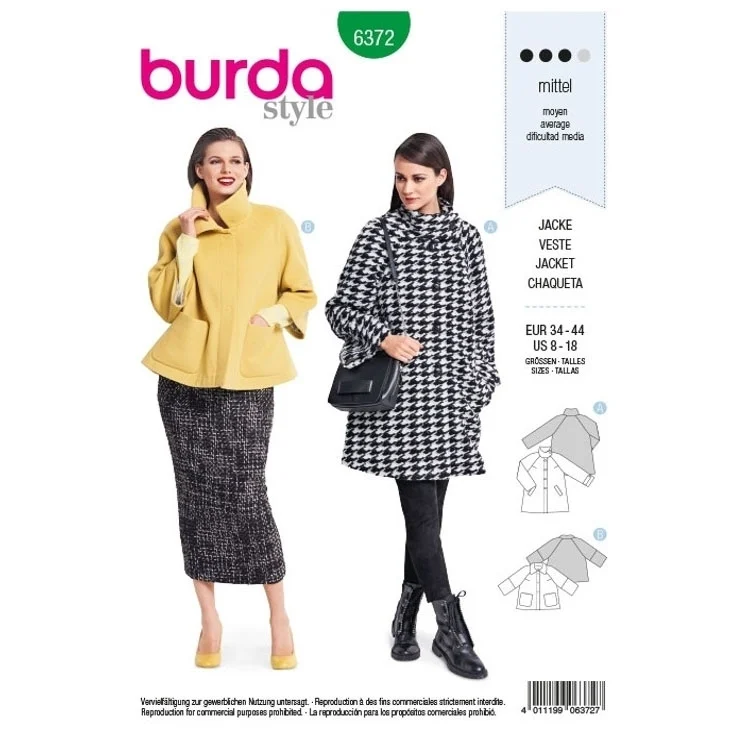 Schnittmuster Jacke, Burda 6372