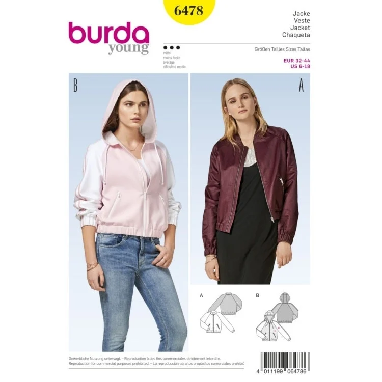 Schnittmuster Jacke, Burda 6478