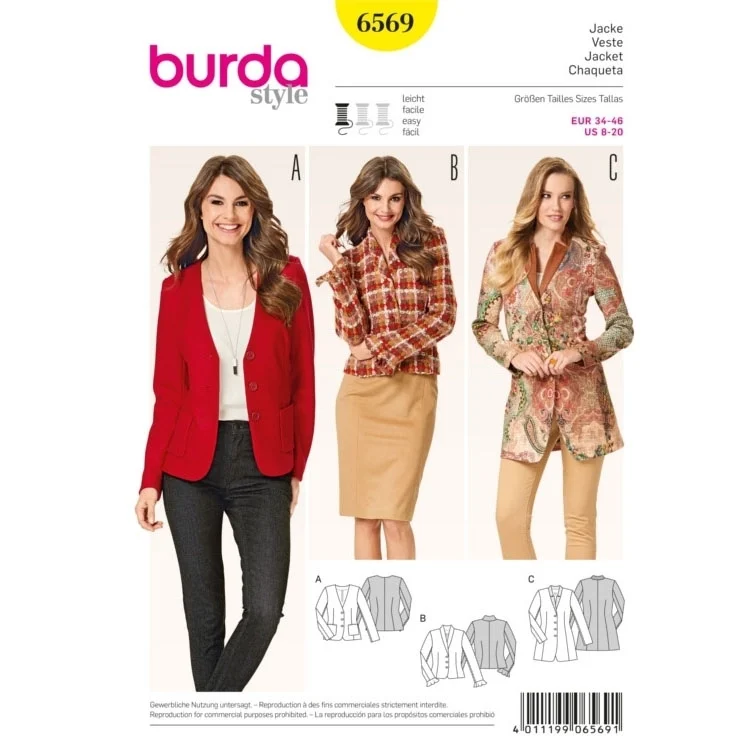 Schnittmuster Jacke, Burda 6569