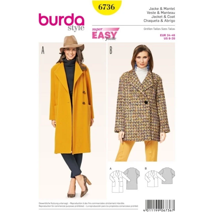 Schnittmuster Jacke & Mantel, Burda 6736