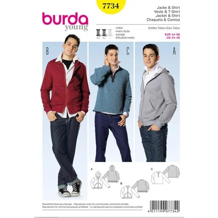 Schnittmuster Jacke und Shirt, Burda 7734