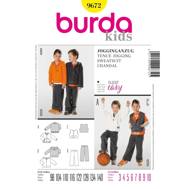 Schnittmuster Jogginganzug, Burda 9672