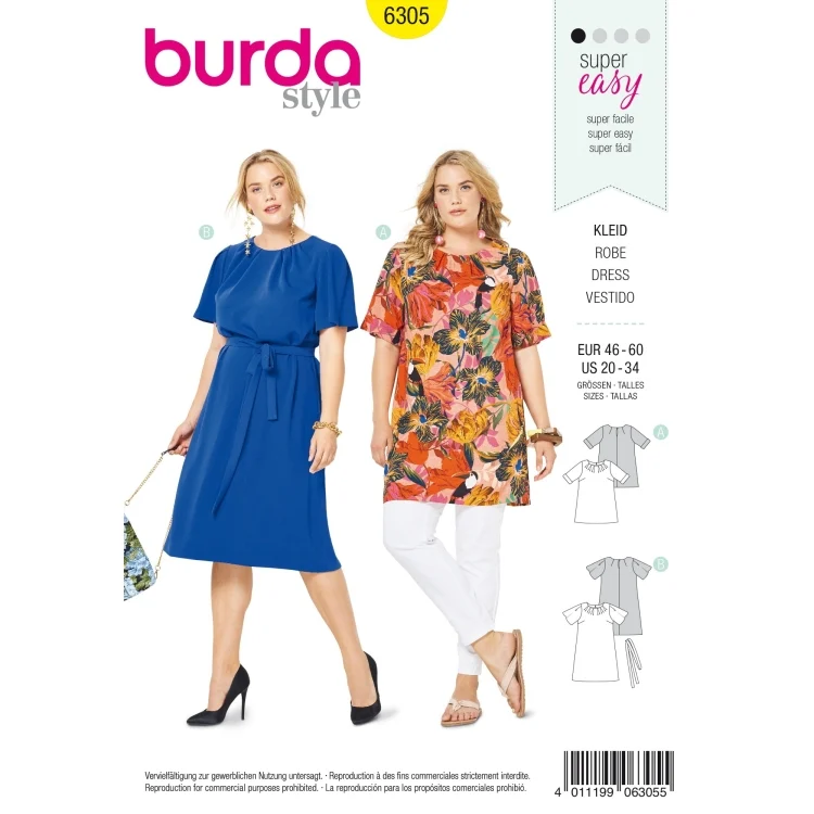 Schnittmuster Kleid, Burda 6305