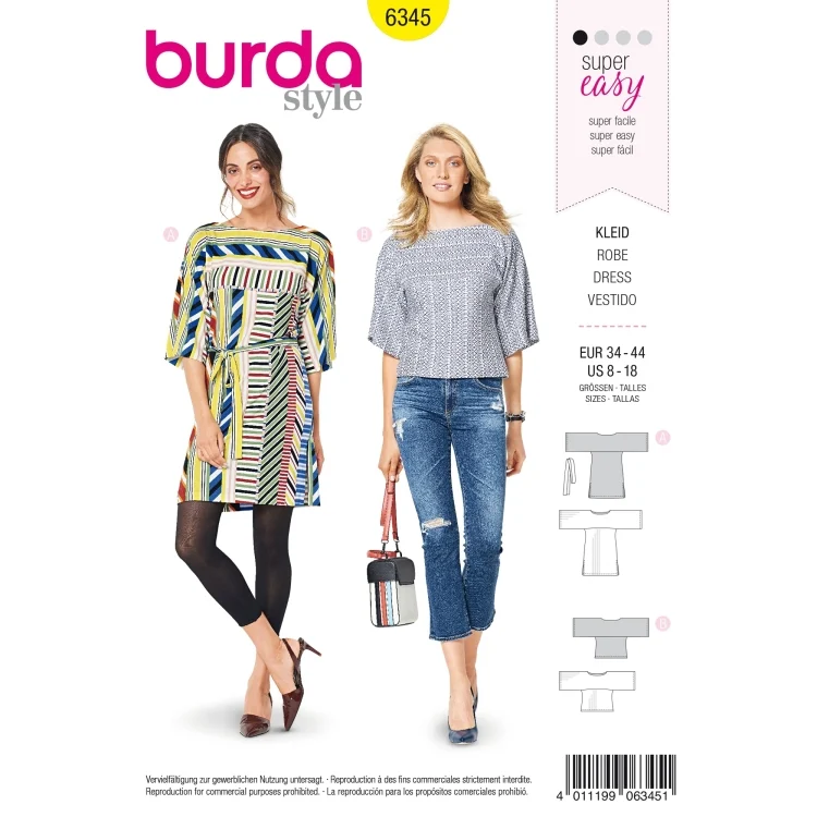 Schnittmuster Kleid, Burda 6345