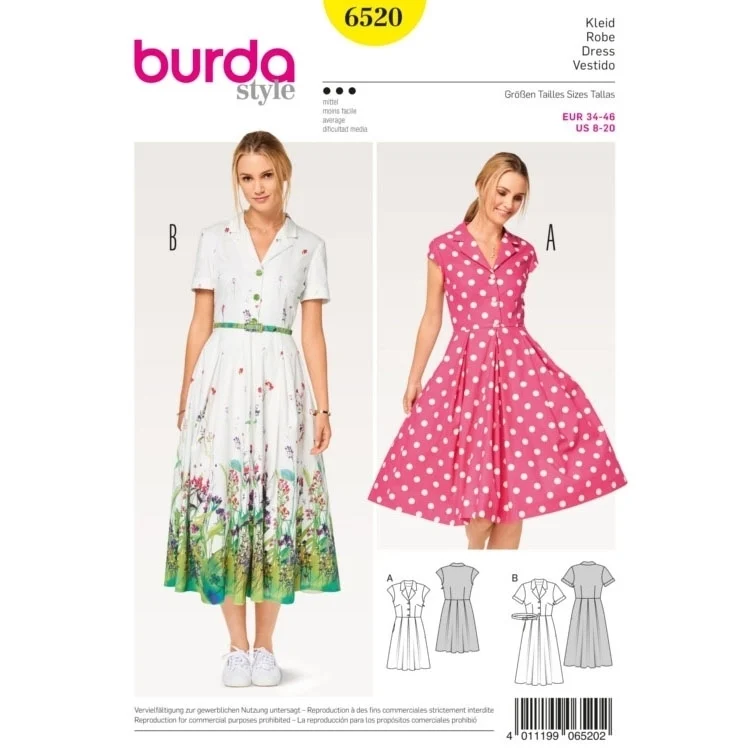 Schnittmuster Kleid, Burda 6520