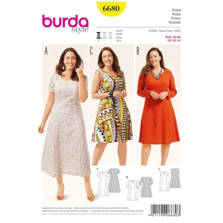 Schnittmuster Kleid, Burda 6680