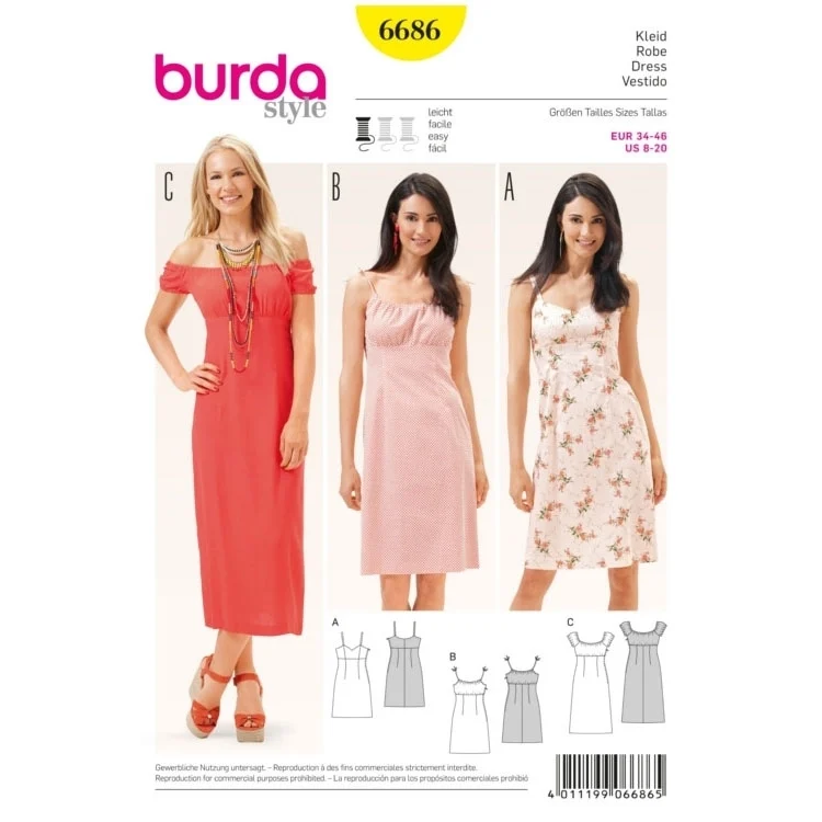 Schnittmuster Kleid, Burda 6686