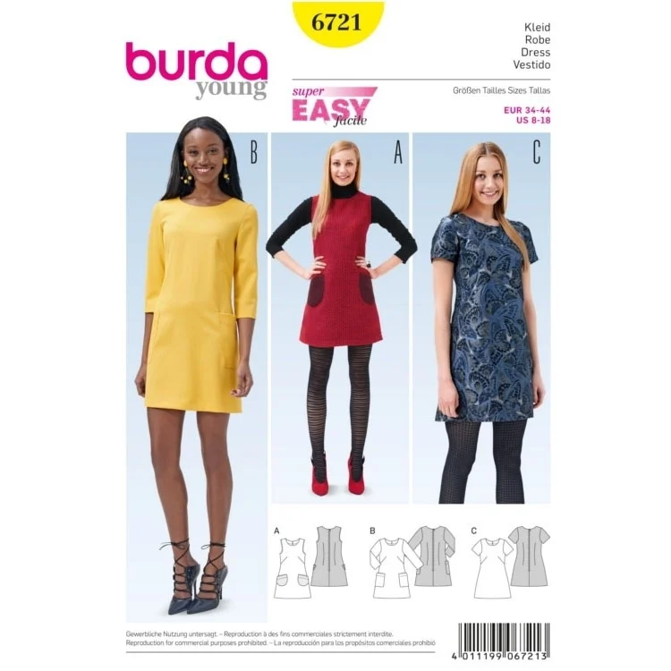 Schnittmuster Kleid, Burda 6721
