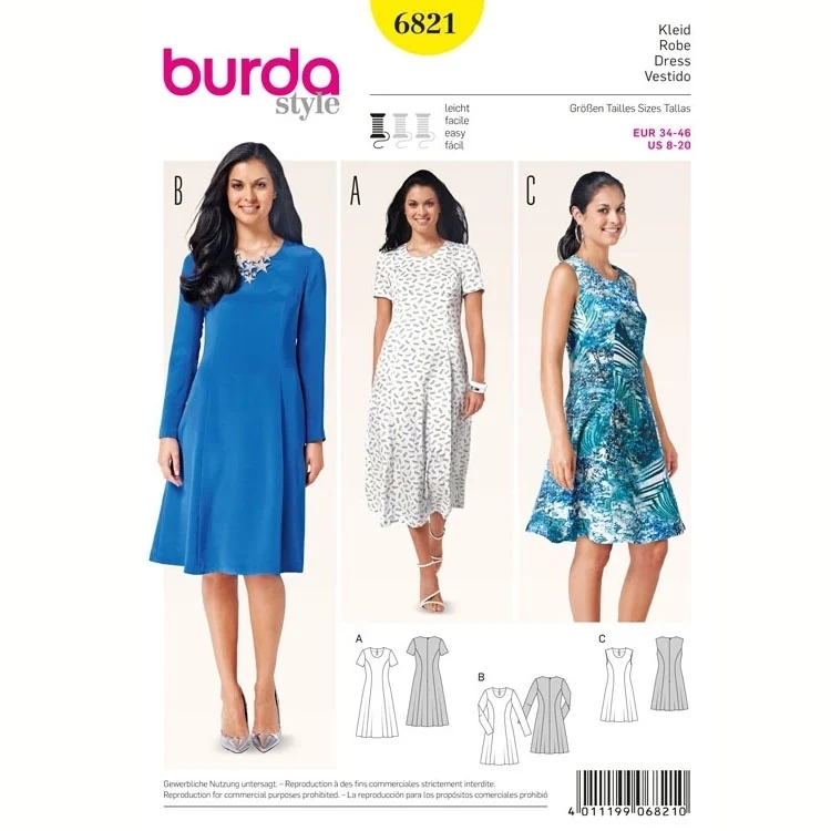 Schnittmuster Kleid, Burda 6821