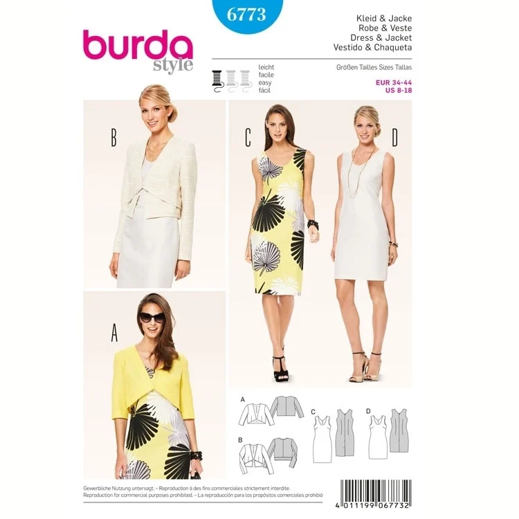 Schnittmuster Kleid & Jacke, Burda 6773