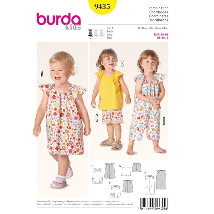 Schnittmuster Kleid – Top – Hose – Overall, Burda 9435