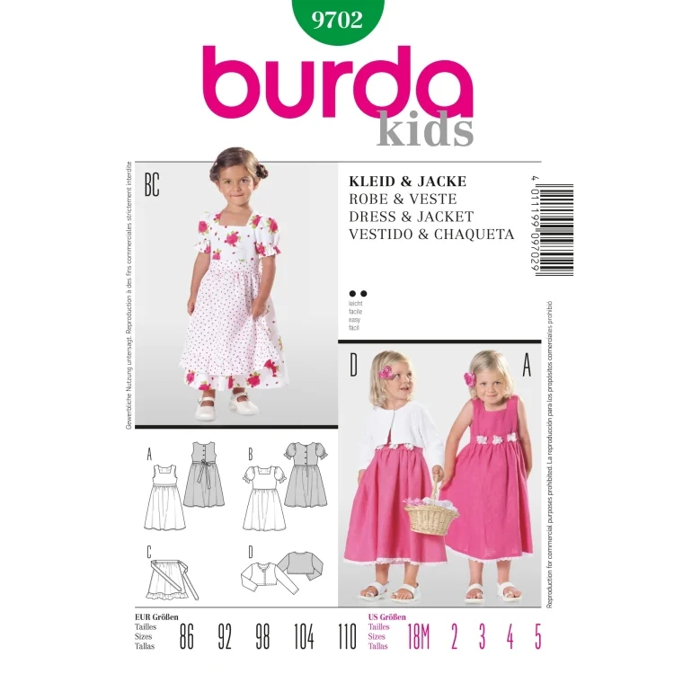 Schnittmuster Kleid und Jacke, Burda 9702