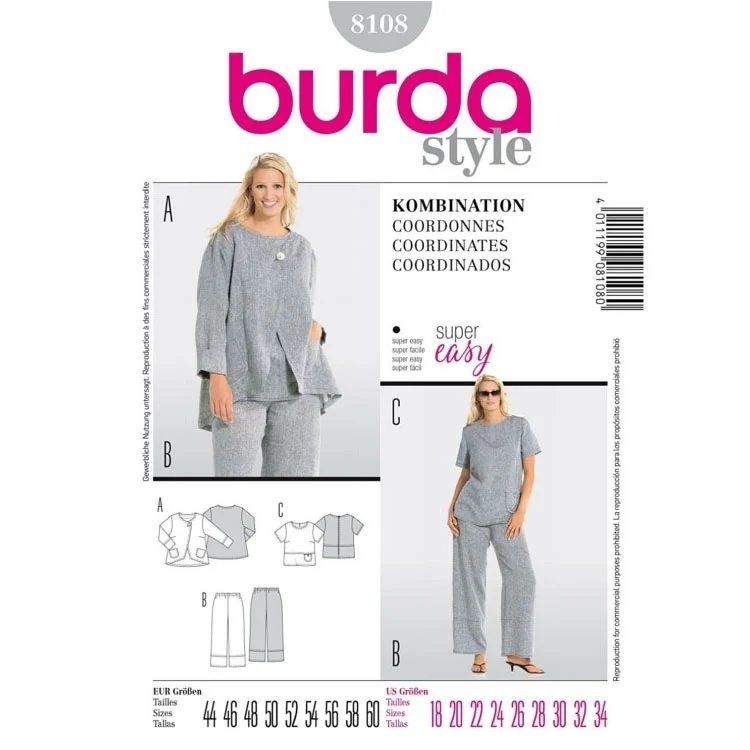 Schnittmuster Kombination, Burda 8108