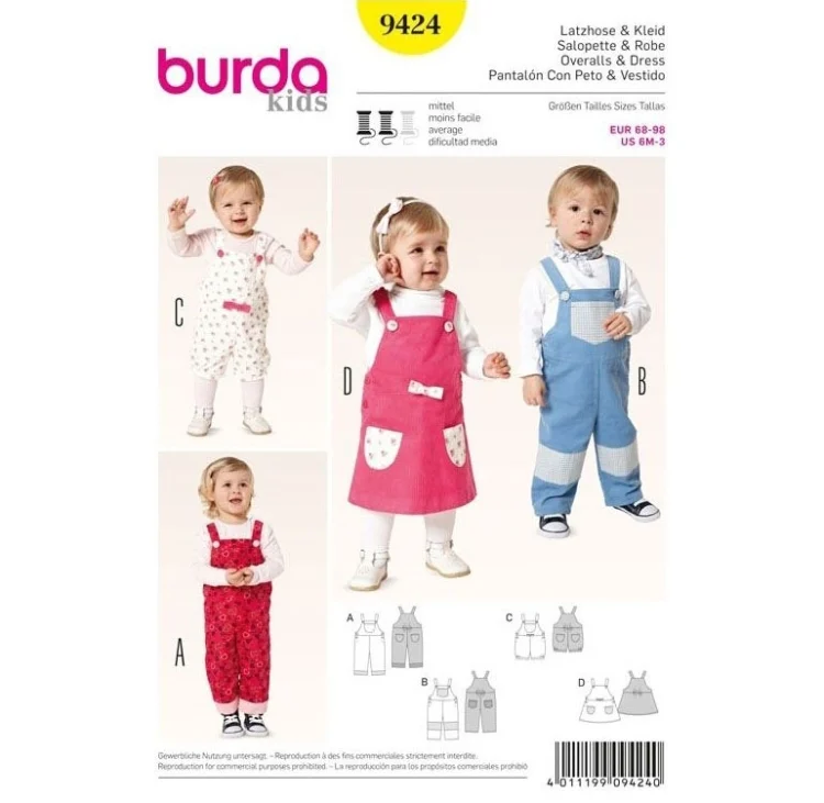 Schnittmuster Latzhose - Latzrock, Burda 9424