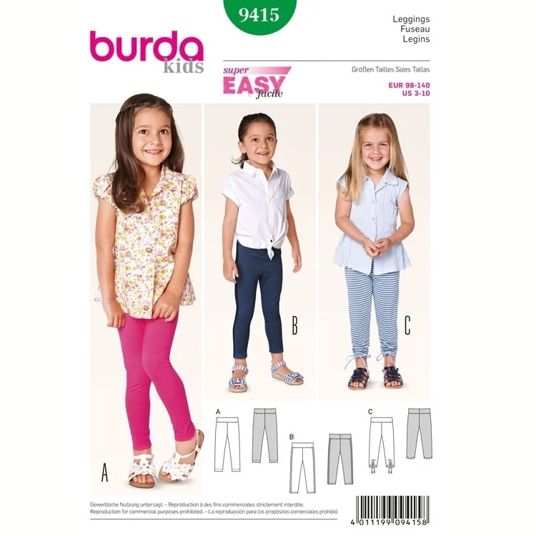 Schnittmuster Leggings, Burda 9415