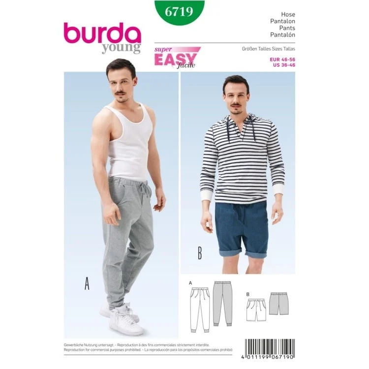 Schnittmuster Männer-Hose, Burda 6719