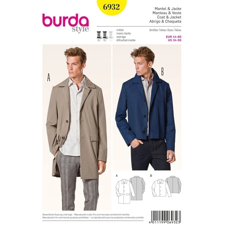 Schnittmuster Mantel - Jacke, Burda 6932