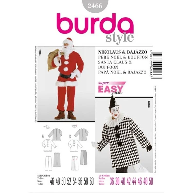Schnittmuster Nikolaus und Bajazzo, Burda 2466