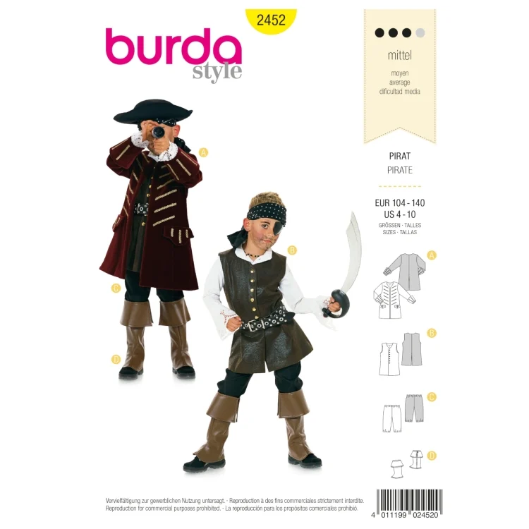 Schnittmuster Pirat, Burda 2452