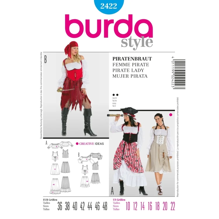 Schnittmuster Piratenbraut, Burda 2422