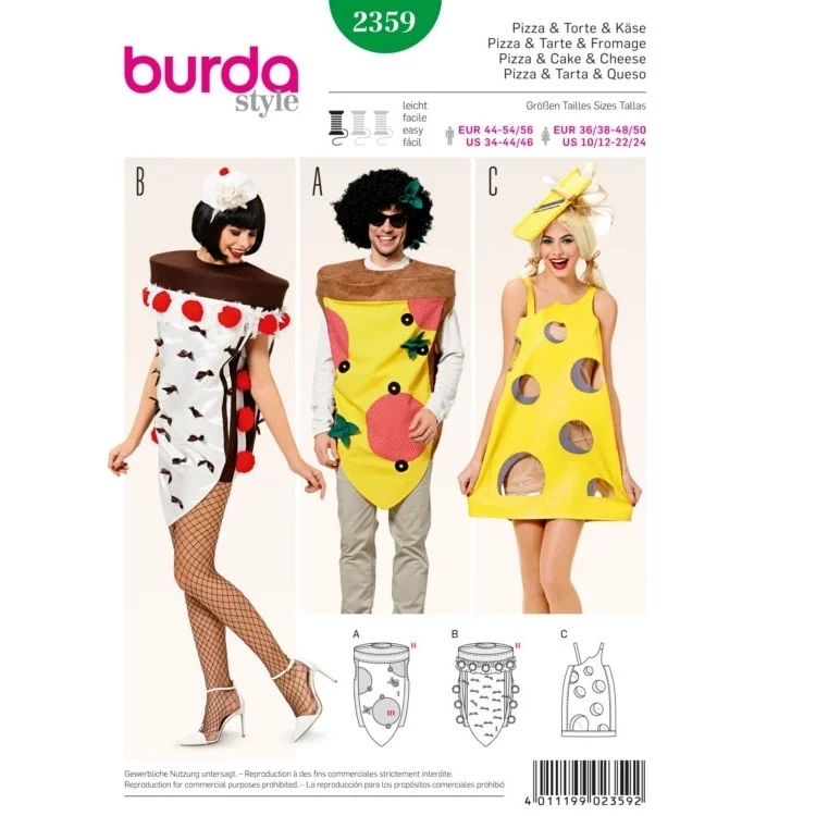 Schnittmuster Pizza, Torte und Käse, Burda 2359