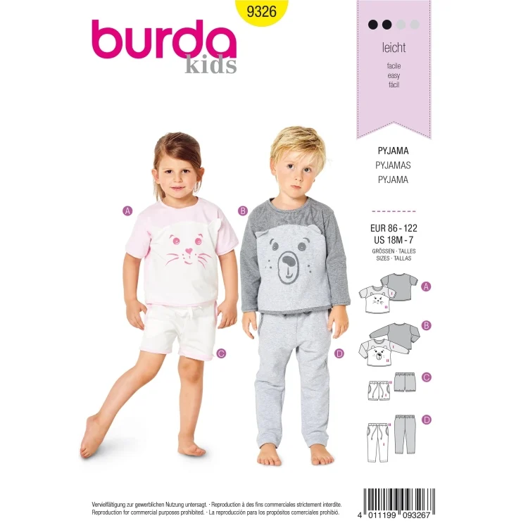 Schnittmuster Pyjama, Burda 9326