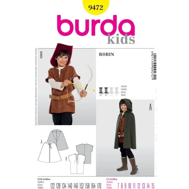 Schnittmuster Robin - Cape, Burda 9472