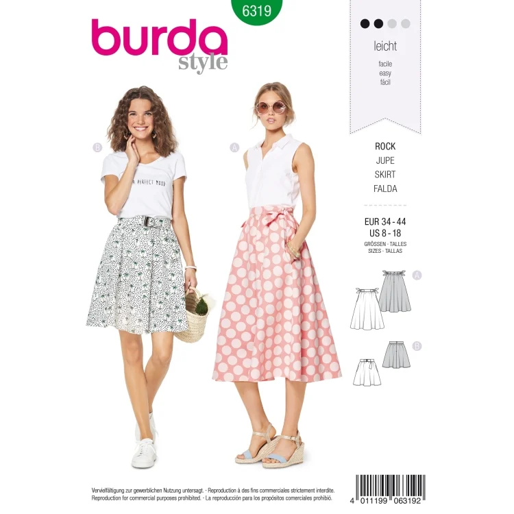 Schnittmuster Rock, Burda 6319