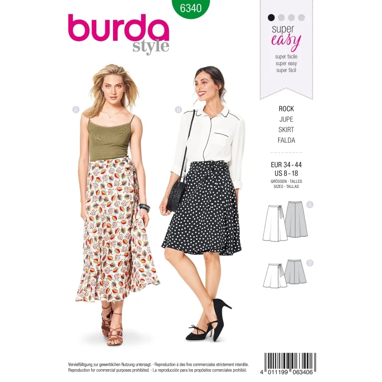 Schnittmuster Rock, Burda 6340
