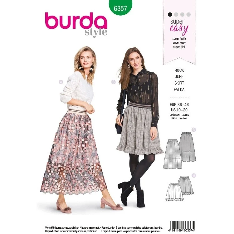 Schnittmuster Rock, Burda 6357