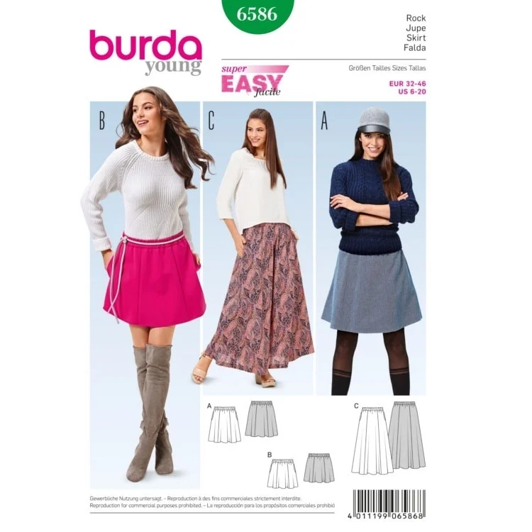 Schnittmuster Rock, Burda 6586