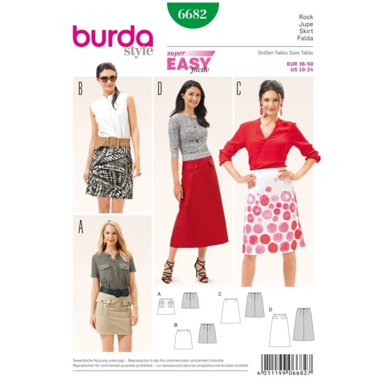 Schnittmuster Rock, Burda 6682