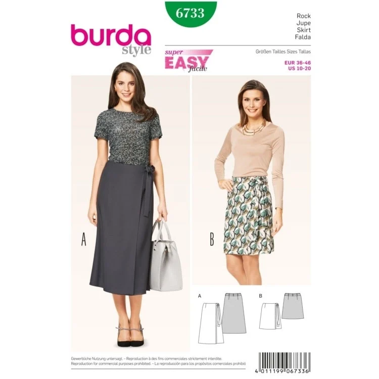 Schnittmuster Rock, Burda 6733