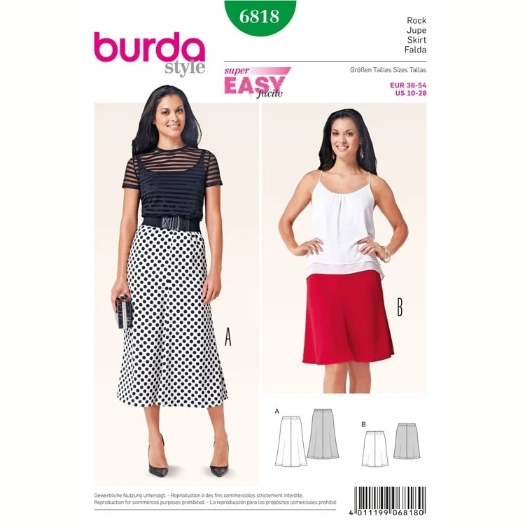 Schnittmuster Rock, Burda 6818