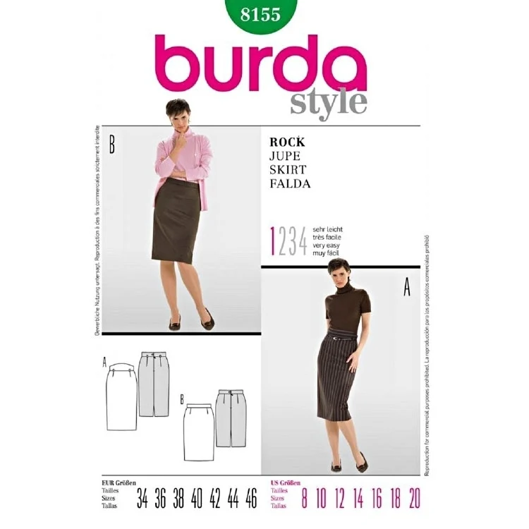 Schnittmuster Rock, Burda 8155