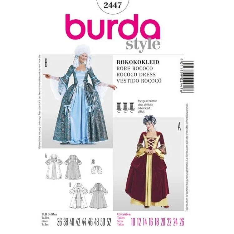 Schnittmuster Rokokokleid, Burda 2447