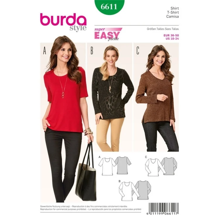 Schnittmuster Shirt, Burda 6611