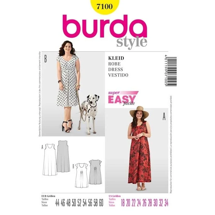 Schnittmuster Sommerkleid, A-Linie, Burda 7100