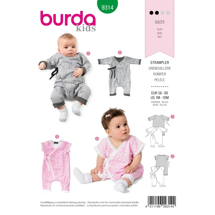 Schnittmuster Strampler, Burda Kids 9314