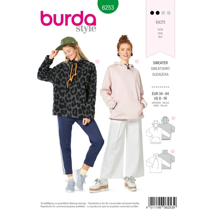 Schnittmuster Sweater, Burda 6253